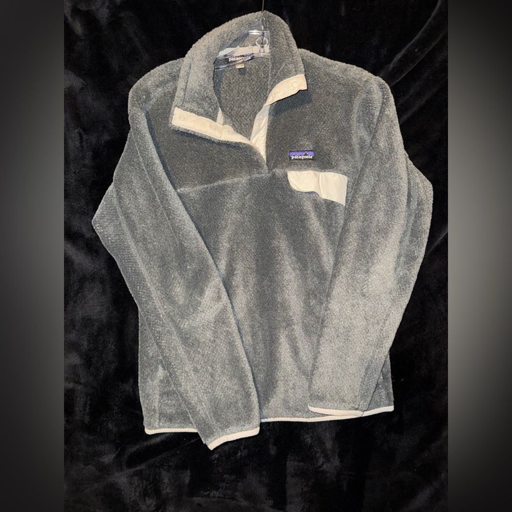 Patagonia Gray and Cream Button Up Sweater